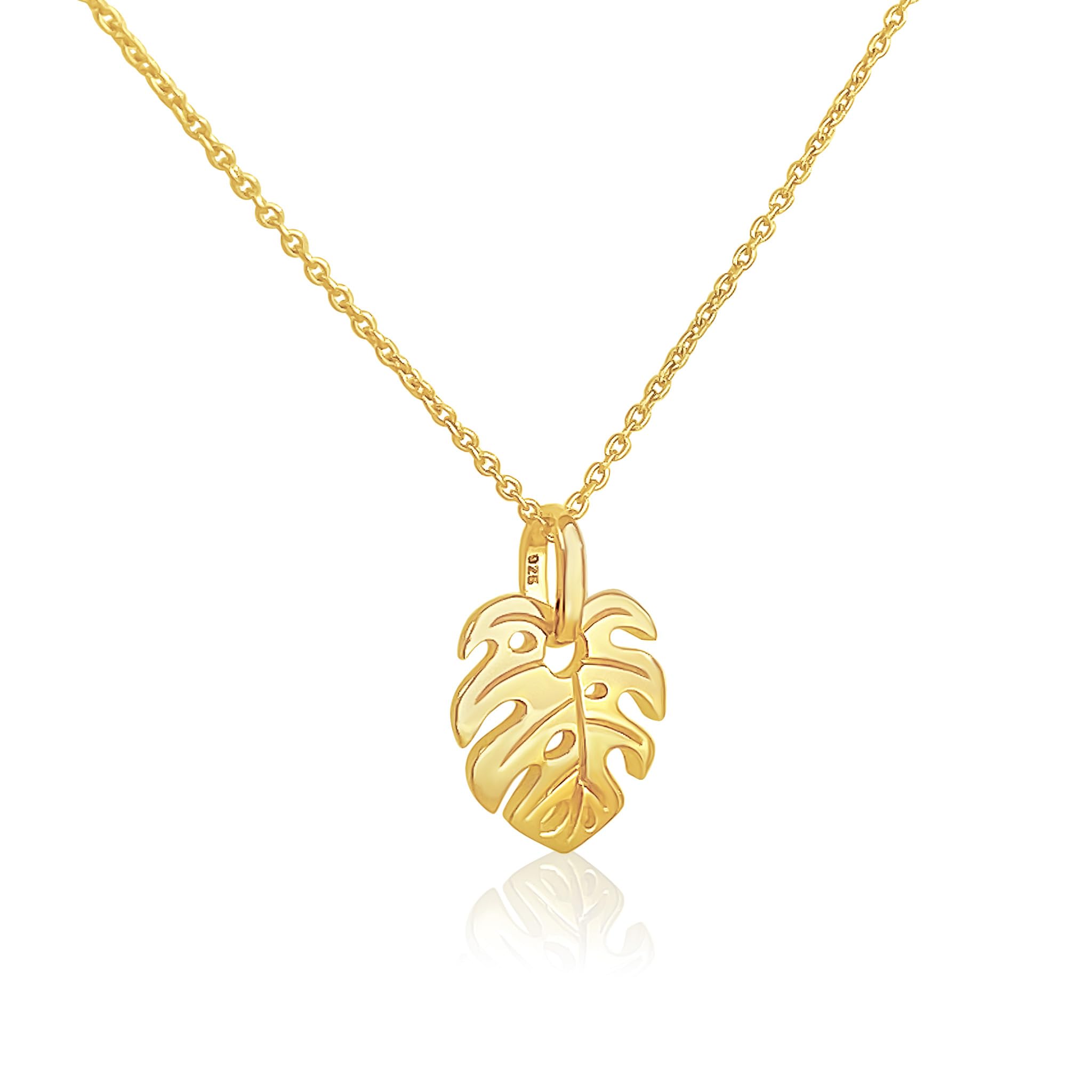 Mary & Jules Halskette Damen Monstera aus recyceltem 925 Sterling Silber - Kette Damen mit Blatt Anhänger, für Frauen & Mädchen, eleganter, alltagstauglicher Schmuck, trendige Geschenkidee