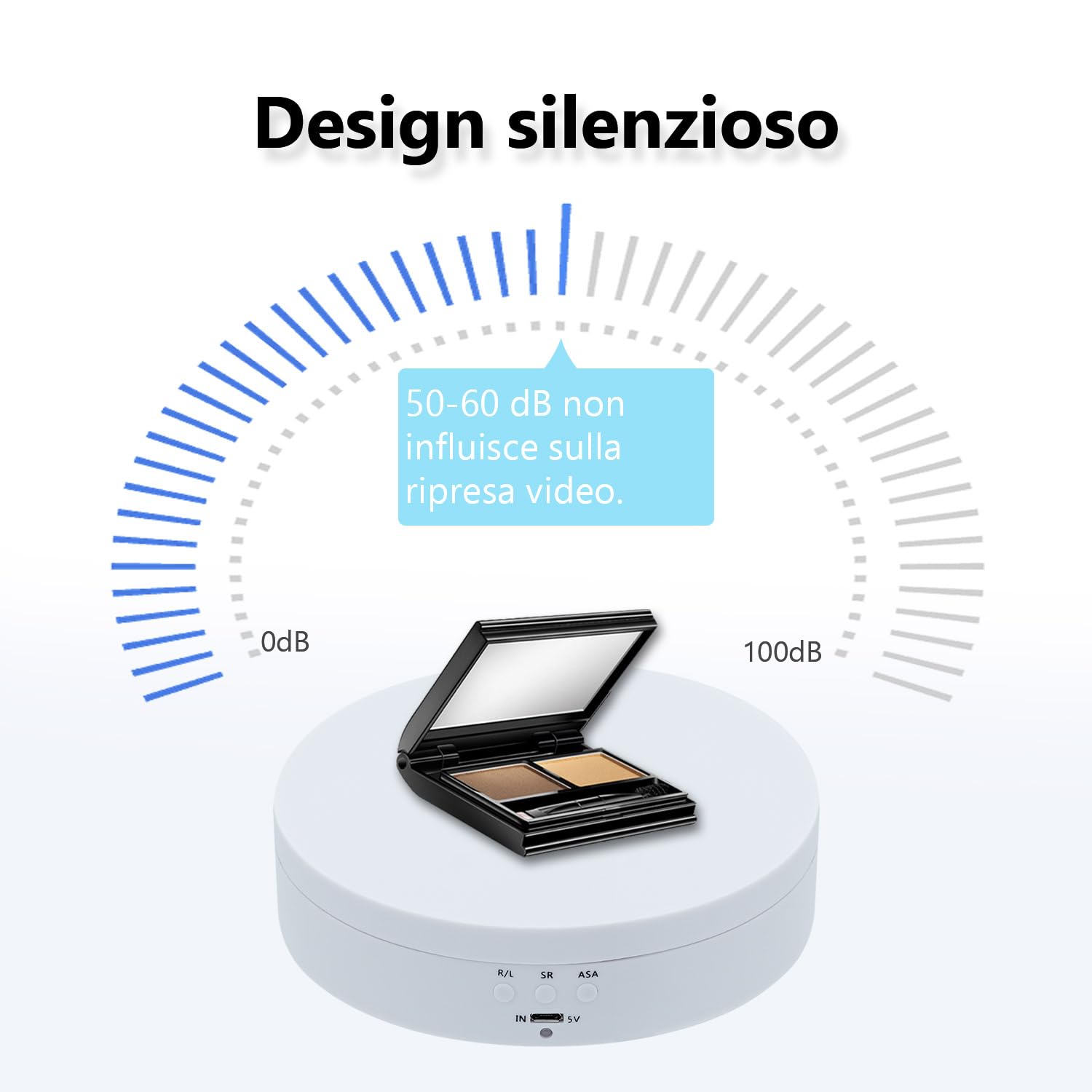 Mcbazel - Espositore Girevole a 360°, Girevole Elettrico da 4,6", Piatto Girevole Elettrico a Basso Rumore 3KG per Gioielli, Prodotti per Fotografia,Orologi, Tazze - Bianco