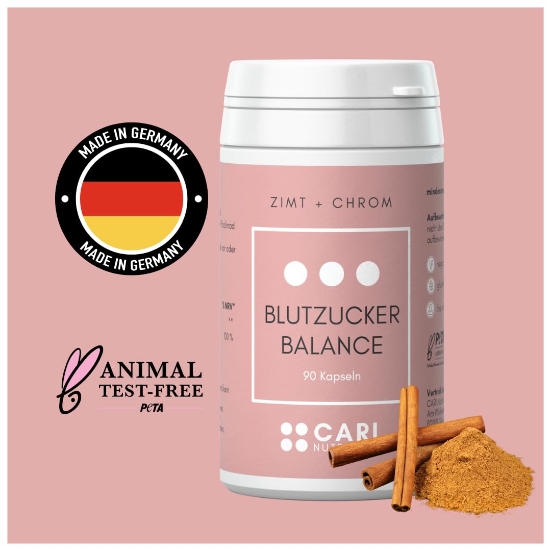 BLUTZUCKERBALANCE | 90 Zimt Kapseln mit Chrom | Insulinresistenz & Blutzuckerregulierung | vegan & made in Germany