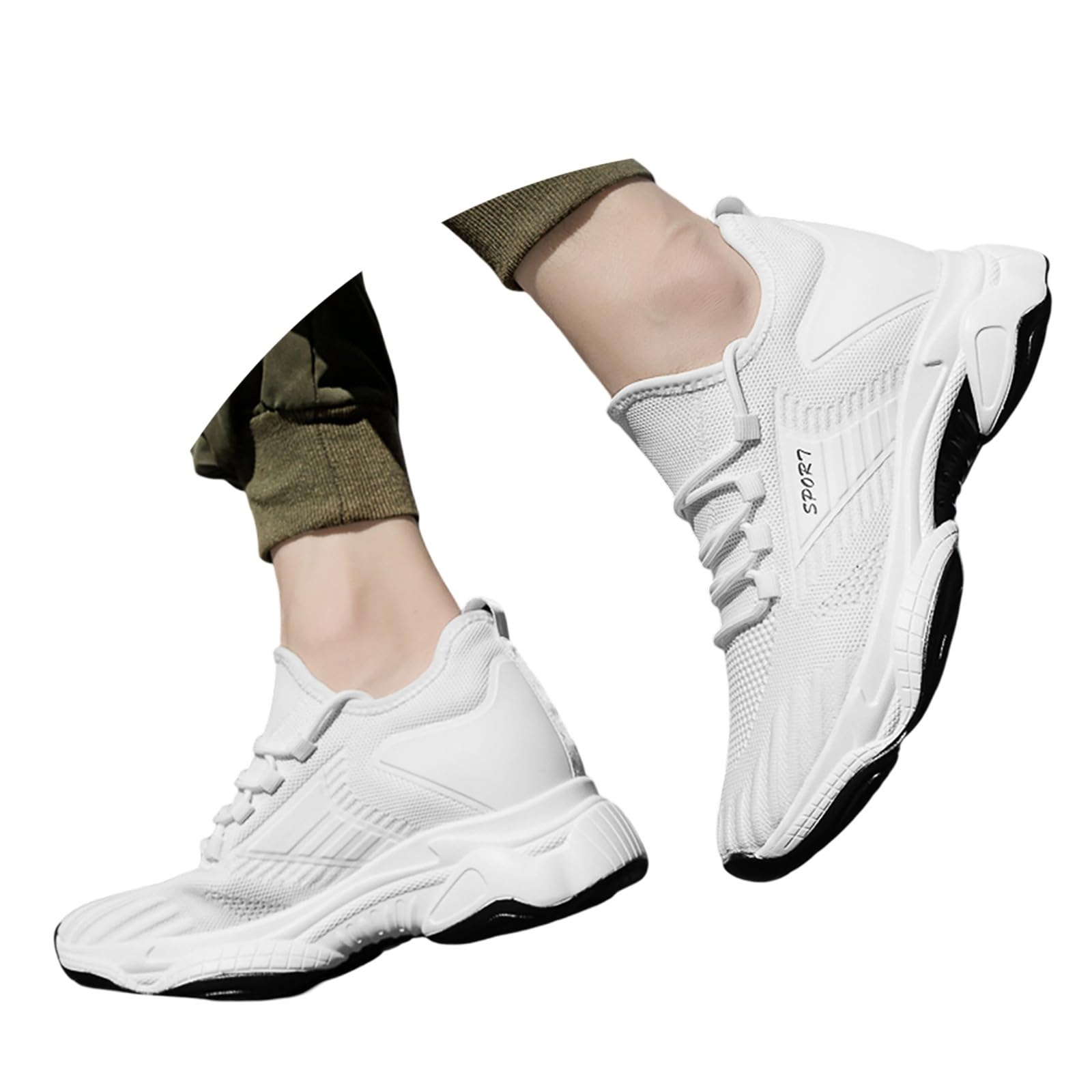 Scarpe da uomo con tacco invisibile 6 cm/8 cm/10 cm Taller Sneakers Mesh Punta Rotonda Scarpe Leggero Basquette Confortevoli Ascensore Passeggiata Fitness Escursionismo
