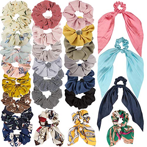 Canitor 26 Pack Hair scrunchies for Women Scrunchies for Hair Hair Scrunchies Flower Chiffon Hair Scrunchies Velvet Hair Scrunchies for Women