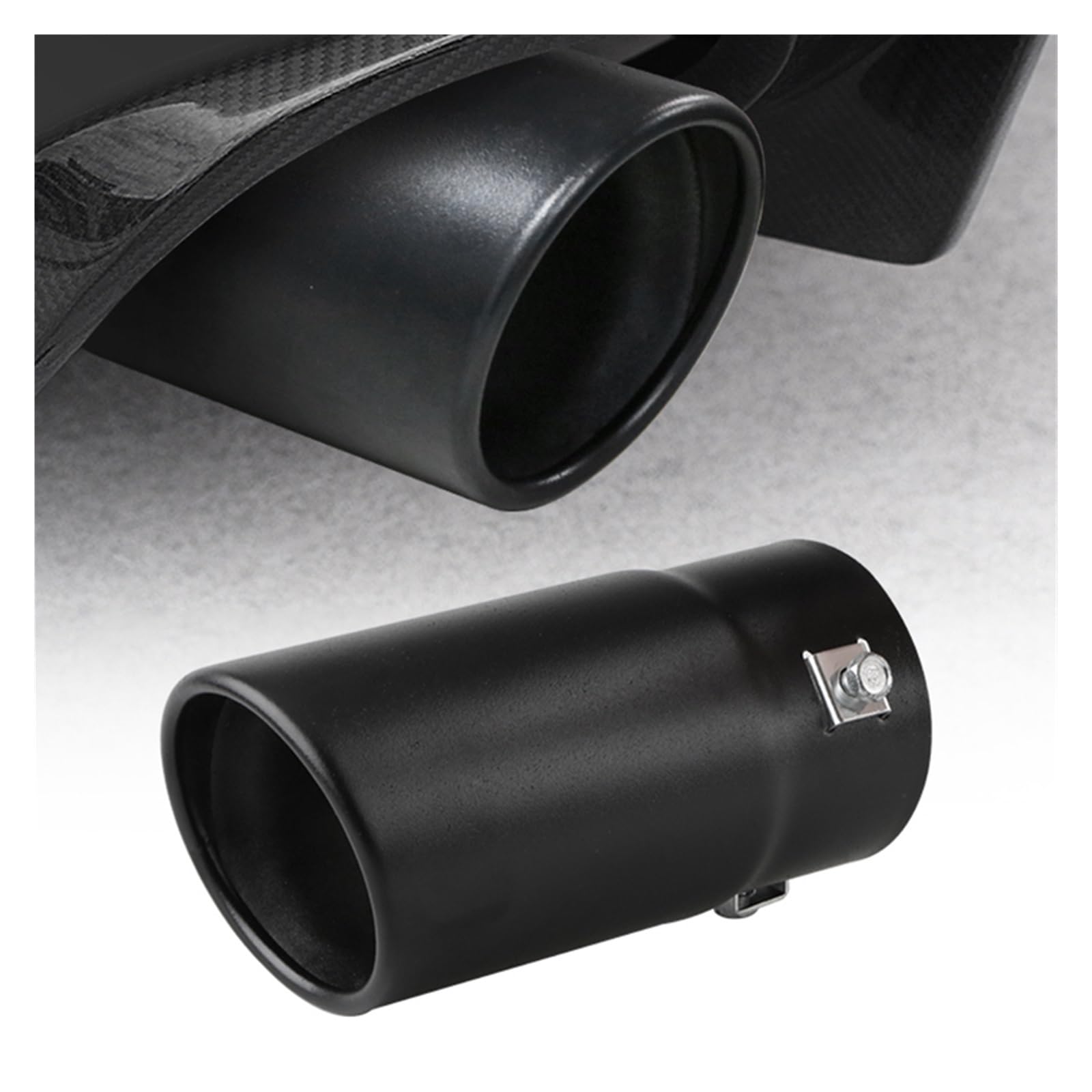 Terminale Di Scarico Universale Auto DZSMACHENGSM – Ingresso 70 Mm, Uscita 76 Mm, Acciaio Inox Nero Carbonio, Installazione Facile Con Viti