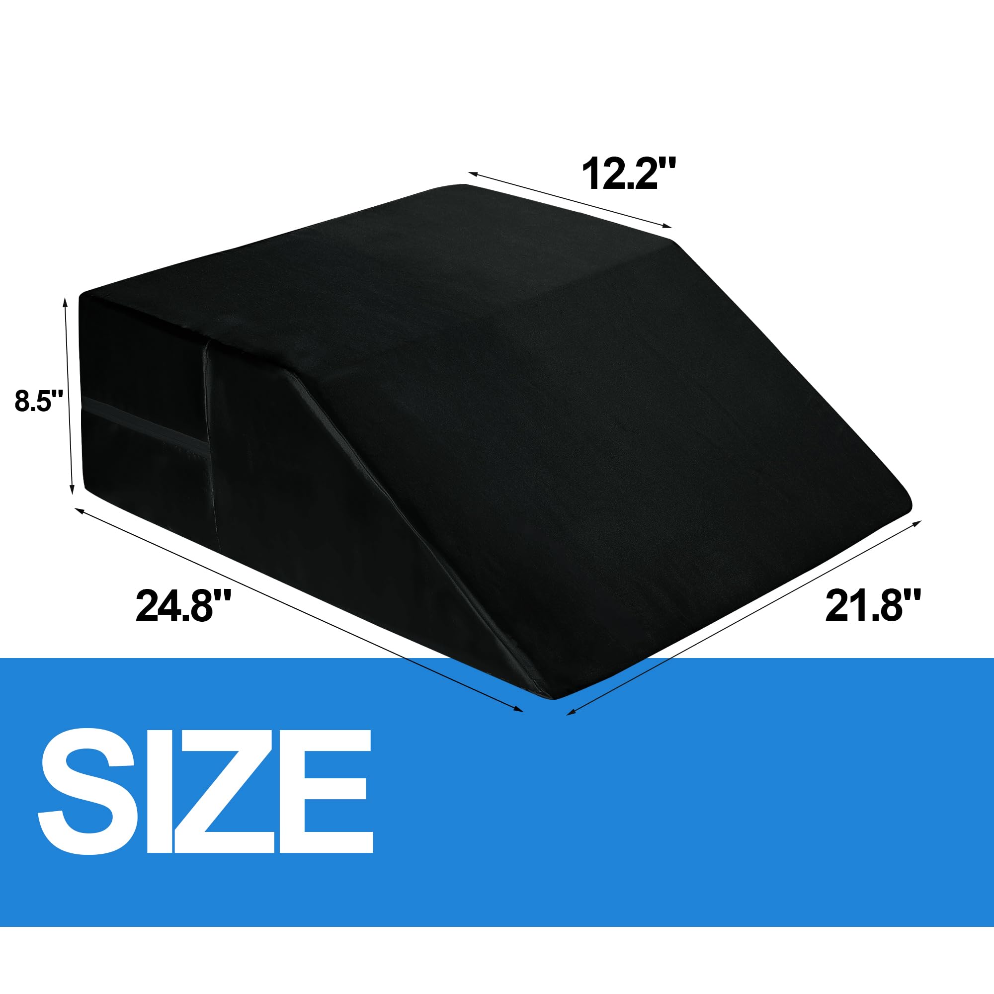 HOMBYS Satin Wedge Pillow Cover Leg Elevation Pillowcase -Silky & Smooth Bed Wedge Replacement Case with Zipper, Removable & Machine Washable Leg Pillow Cover (Cover Only), Black