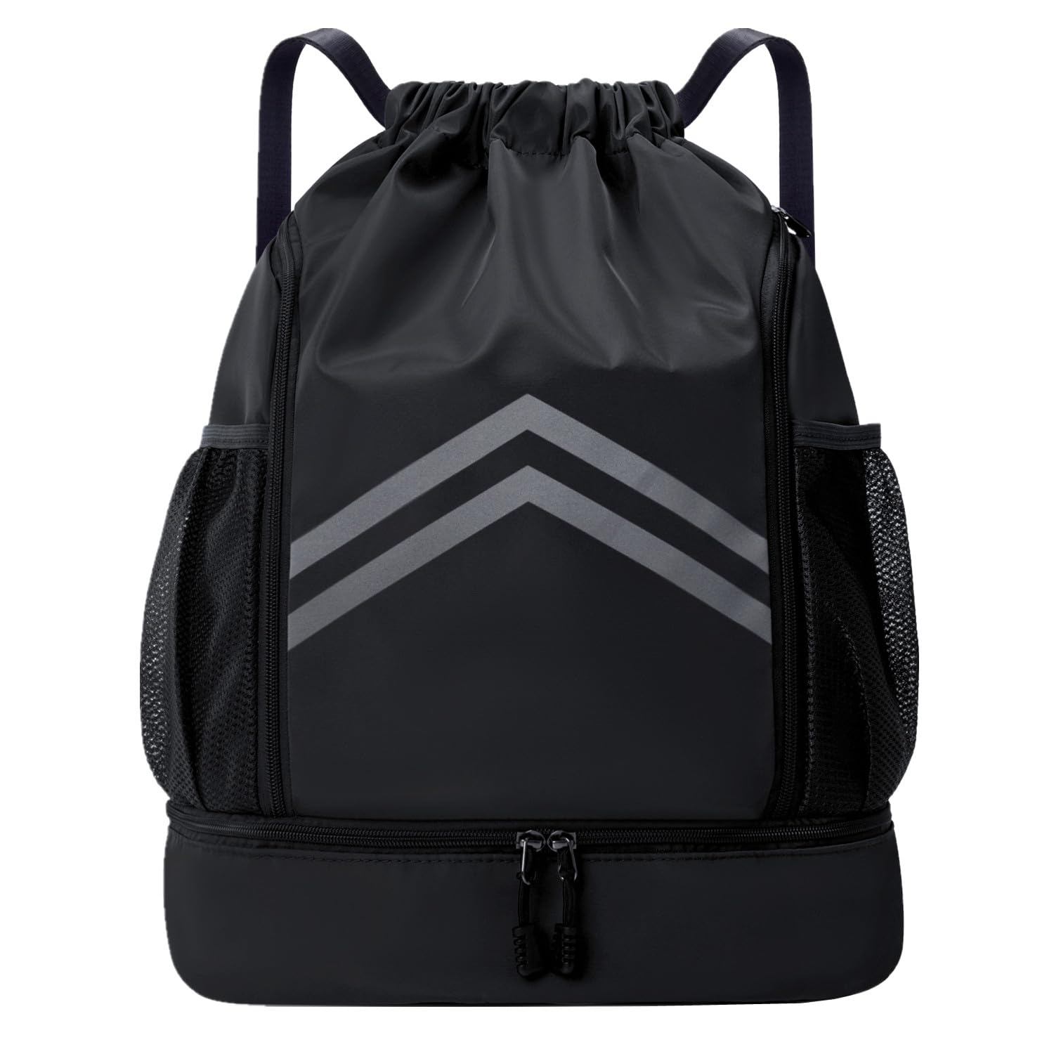 Gbateri Sports Drawstring Backpack - Water Resistant Gym Bag with Shoes Compartment and Water Bottle Holder Pockets -Drawstring Bag String Cinch Bag