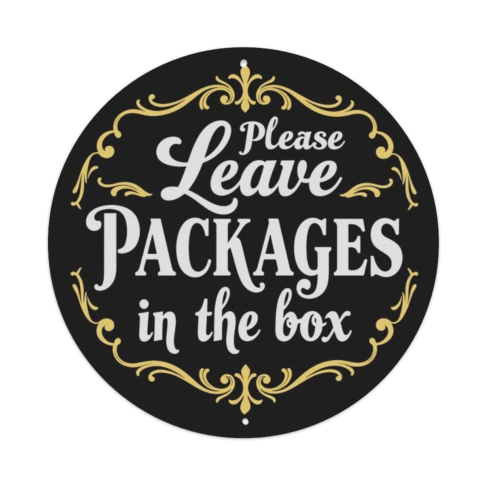 Black Gold Vintage Package Delivery Reminder Round Decor Sign Vintage Aluminium Metal Sign, Retro Wall Decor for Home, Bar, Garage & Farmhouse 20x20cm