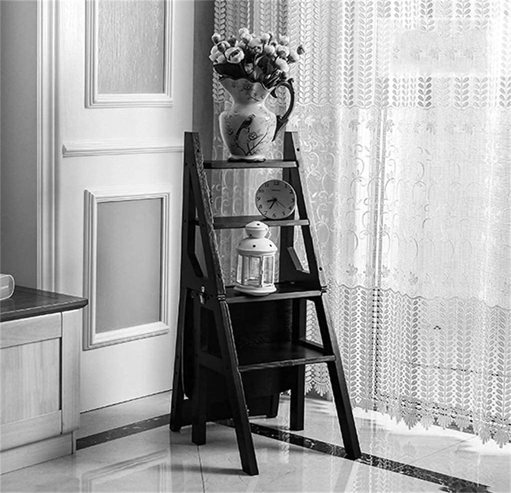 Step Stool for Toddlers Stepladders Folding Solid Wood Step Ladder Stool Chair Multifunction Stepladder Tread Staircase Stairway Chair 300 lb Capacity (Size : 4 Wide Steps)