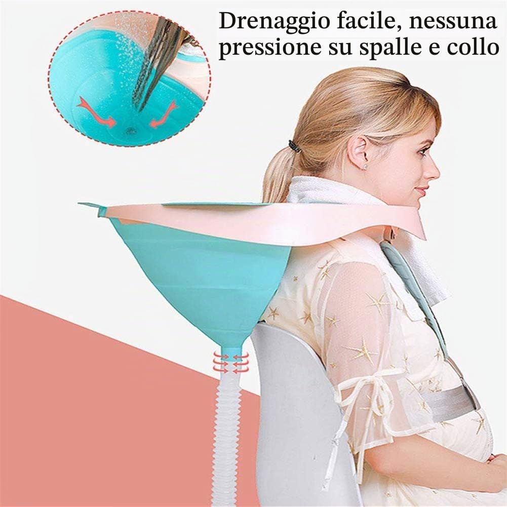 Portatile Lavelli per Shampoo Lavatesta Portatile Ciotola Parrucchiere Mobile Letto Bagno Ciotola per Lavare Capelli con Drain Tubo per Anziani, Disabilitato, costretto a Letto e disabili