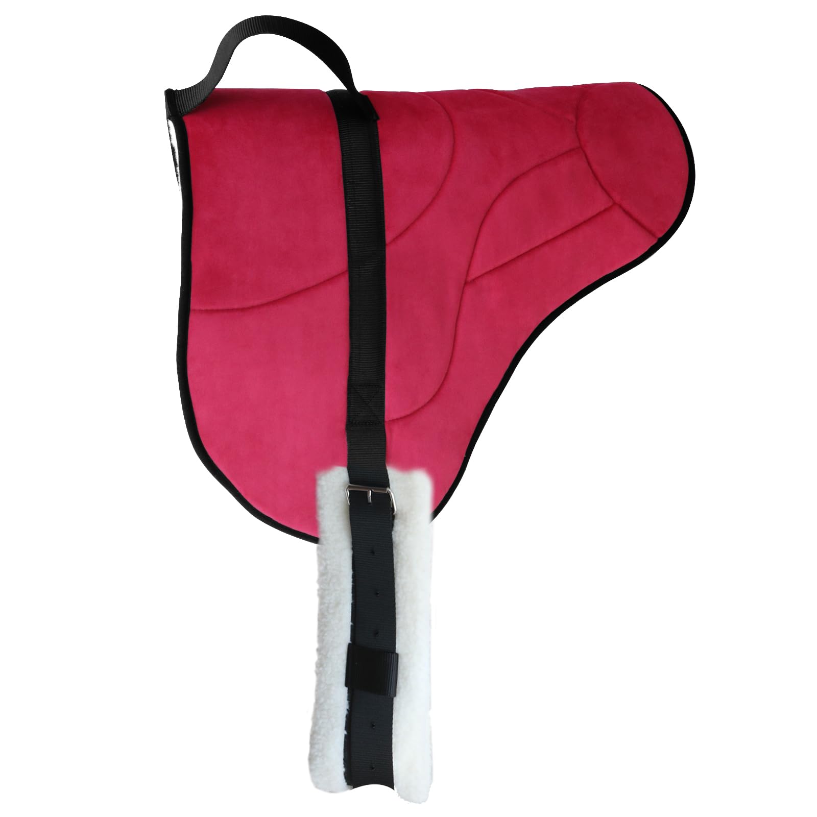 LWITDOG Bareback Pad for Horses, Anti-Slip Horse Saddle Pad with Adjustable Girth, Shock-Absorbing Bareback Riding Pad with Thick Cushioning for Comfortable Horse Riding (Burgundy)