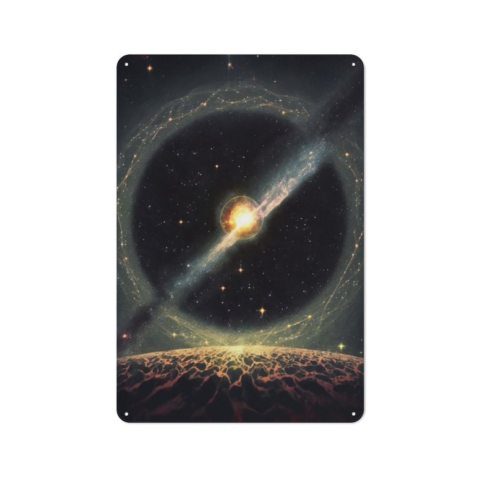Junmoney Planet Sprinkling Of Stars Vintage Tin Sign 30X20cm With For Dining Room Or Kitchen, For Dining Room Decor Fans