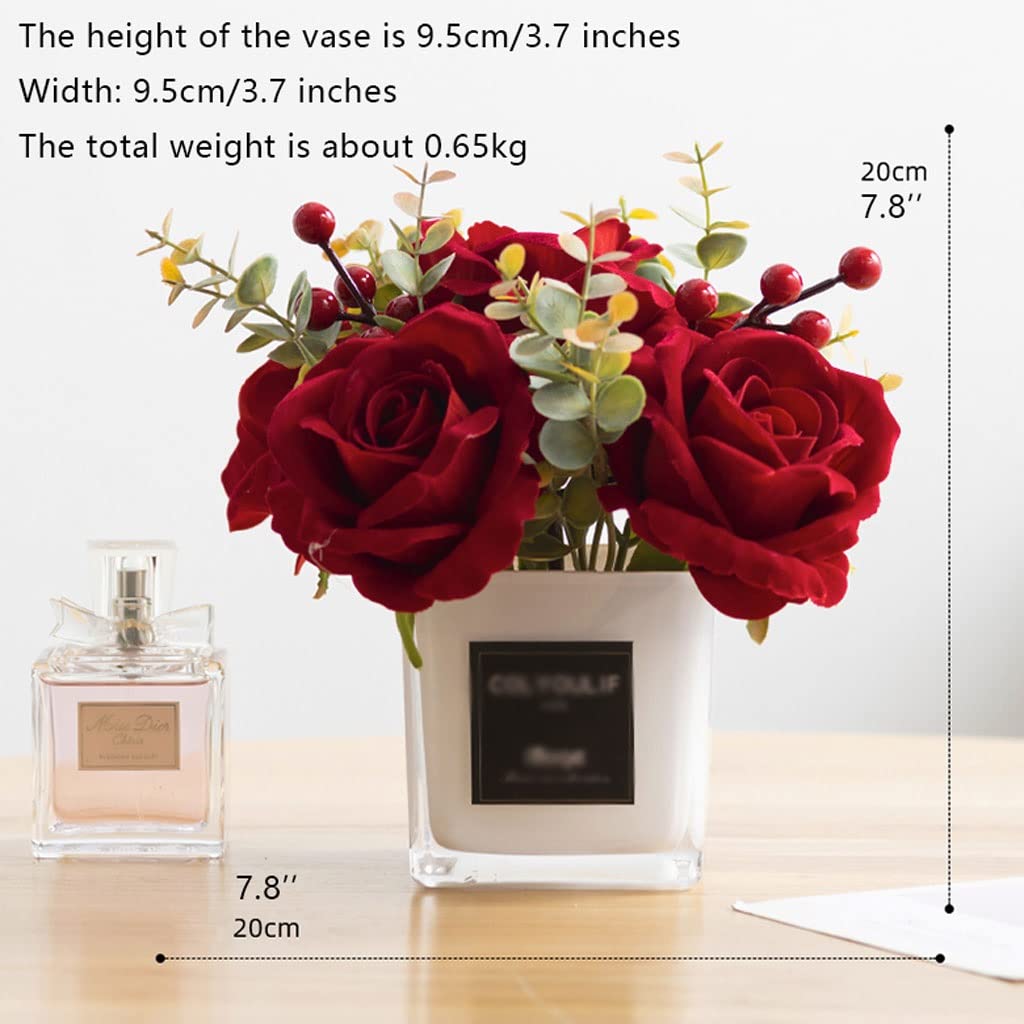 sztuczne kwiaty do dekoracji Czerwona róża Sztuczne Kwiaty Z Trawy Wazony Dla Home Decor Bride Bukiet Akcesoria ślubne Craft Prezenty Fake Flower Sztuczne kwiaty