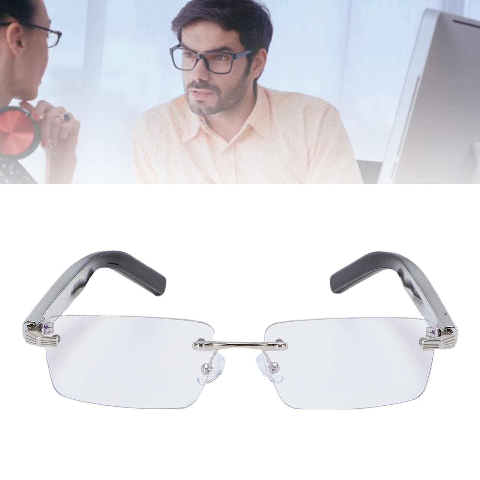 Gafas de Traducción Inteligentes de IA, Evita la Traducción de Laptop de Gafas Inteligentes de Luz Polarizada Azul con Micrófono para Uso Diario (Degradado de Color)