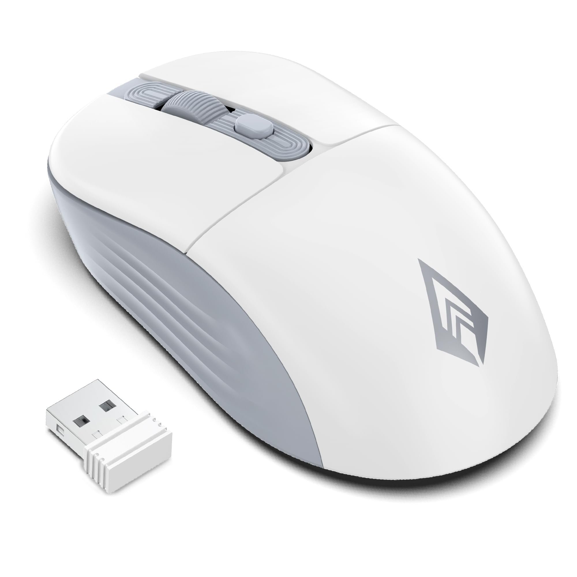 tizum archer tech lab wireless mouse,2.4ghz usb nano receiver, 3 dpi levels (800/1200/1600), ergonomic 55g design, 10m range, plug & play, 2m clicks, for windows pc & laptop (precision 100 white)