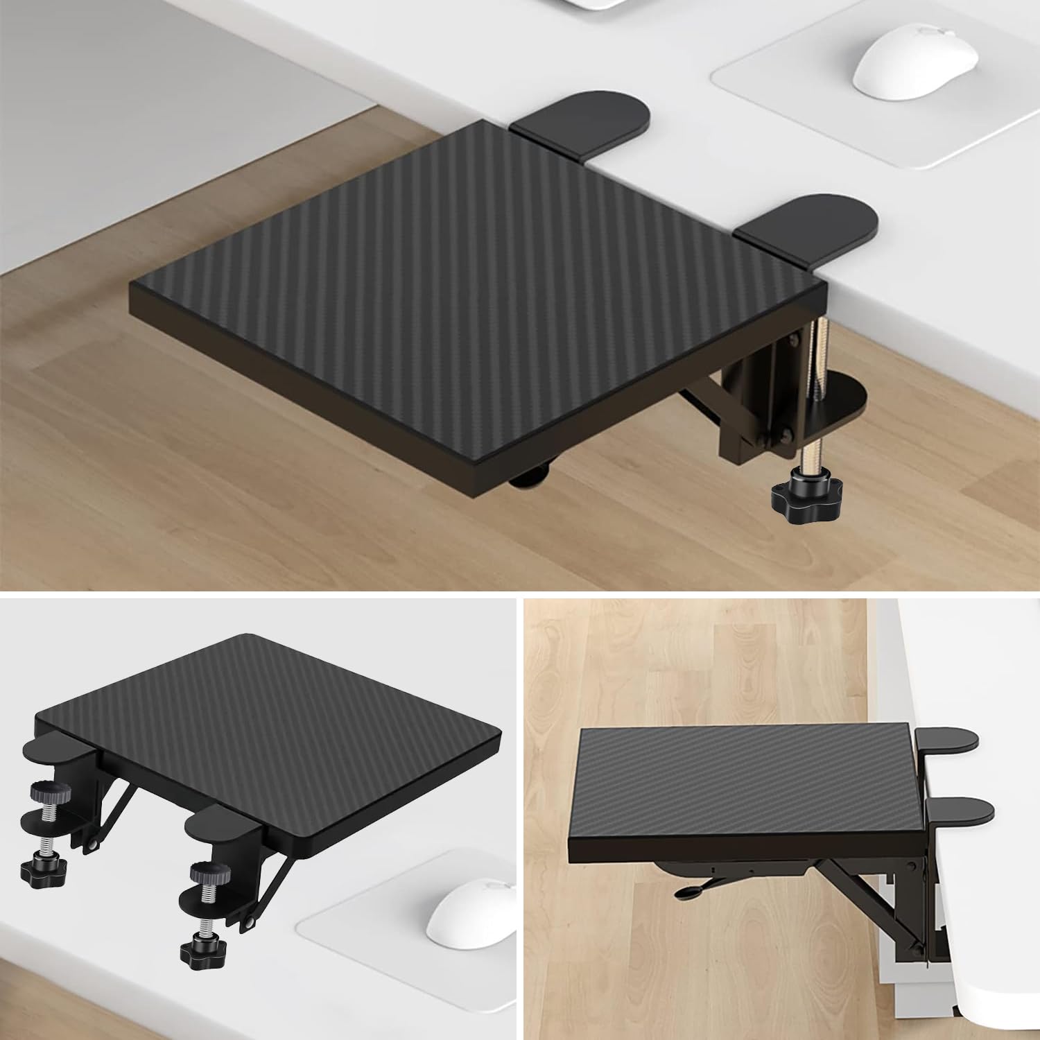 Bracciolo per Scrivania per Computer, Poggiapolsi Ergonomico Rotante a 90°, Adatto per Scrivanie da Ufficio, Robusto Supporto per Braccio per Mouse(20x24cm/7,87x9,44 Pollice)