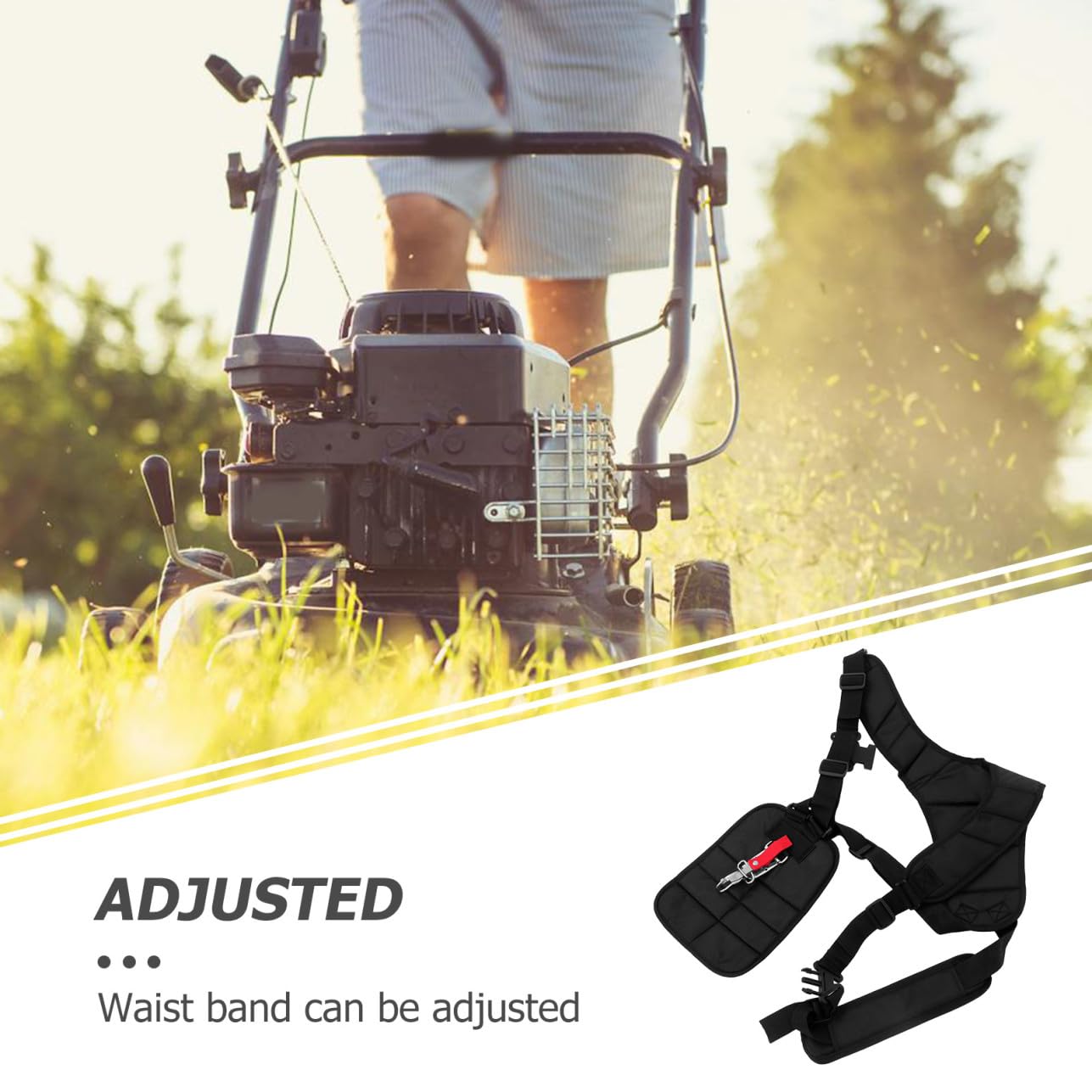 Abaodam Imbracatura a Doppia Spalla in Nylon Nero per Decespugliatore Spallacci Imbottiti e Cintura Vita Regolabile per Taglio Erba Confortevole