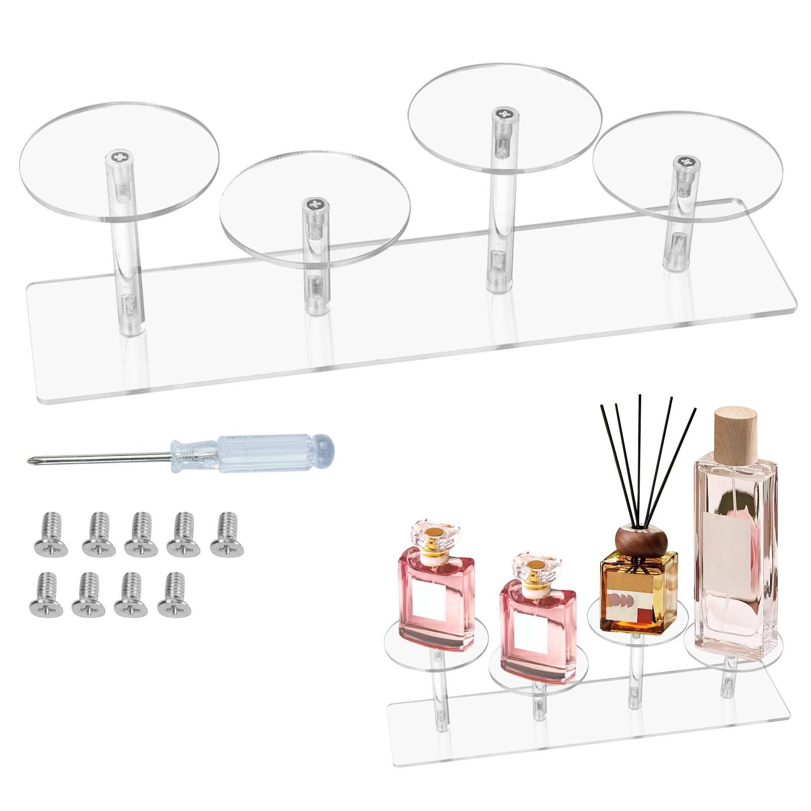 Espositore Profumi Kytpyi 7 Livelli - In Acrilico Trasparente, Base 15cm, Per Casa E Negozio, Facile Montaggio - Foto 11