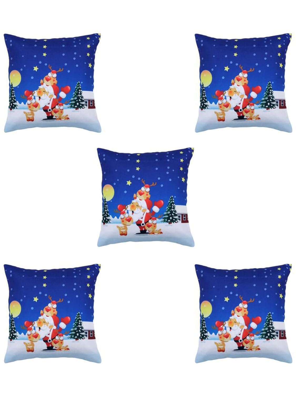 KRRS™ Velvet Christmas Festival Occasion Merry Christmas Cushion Cover |Senta Clauses| X-Max Tree|Home Decoration Set of 5 Pieces Cushion/pillow/throw Cover Digital Print–[16 x 16]inch. (christmas10)