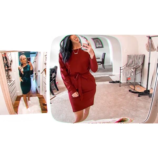 PRETTYGARDEN 2023 Fashion Fall Dresses for Women Casual Long Sleeve Belted Party Bodycon Sheath Pencil Dress (Black,Medium)