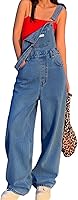 EMMIOL Women's Baggy Denim Overalls Wide Leg Jumpsuit 90s Vintage Loose Fit Adjustable Straps