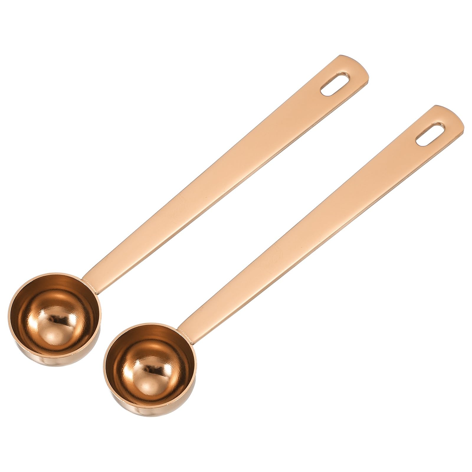 sourcing map 2Pcs Measuring Spoon, 5ml Long Handle Table Scoop Teaspoon Coffee Scoop Spoon for Ground Coffee Tea Sugar Cooking Baking, Rose Gold