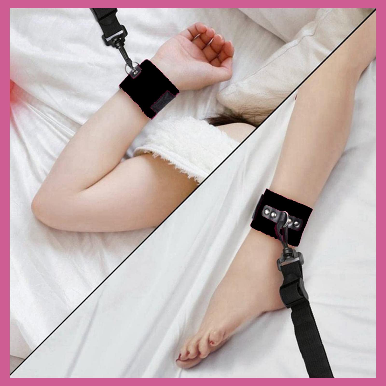 Kit Bondage BDSM - Menottes Chevilles, Sangles De Lit, Noir (neuf)