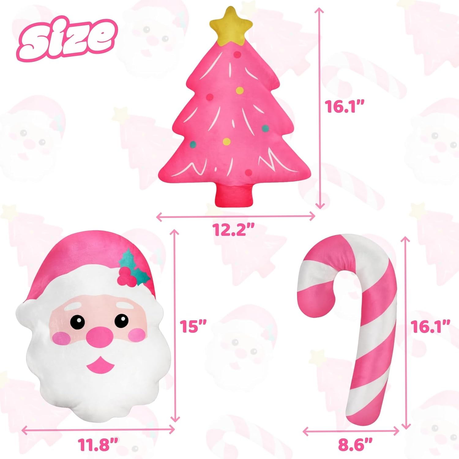 Percozzi Christmas Throw Pillow, Xmas Tree Decorative Throw Pillow, Cane Gingerbread Pillow, Throw Pillow for Sofa Bedroom Living Home Decor