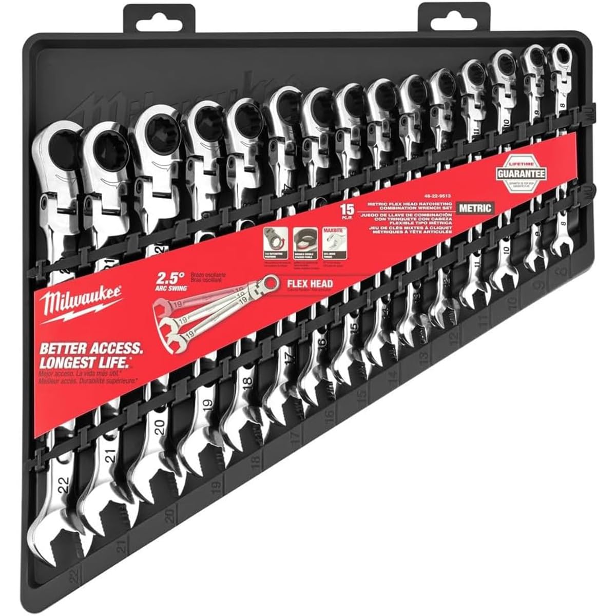 Milwaukee Juego de llaves de cabeza flexible métrica de 15 piezas, Herramientas