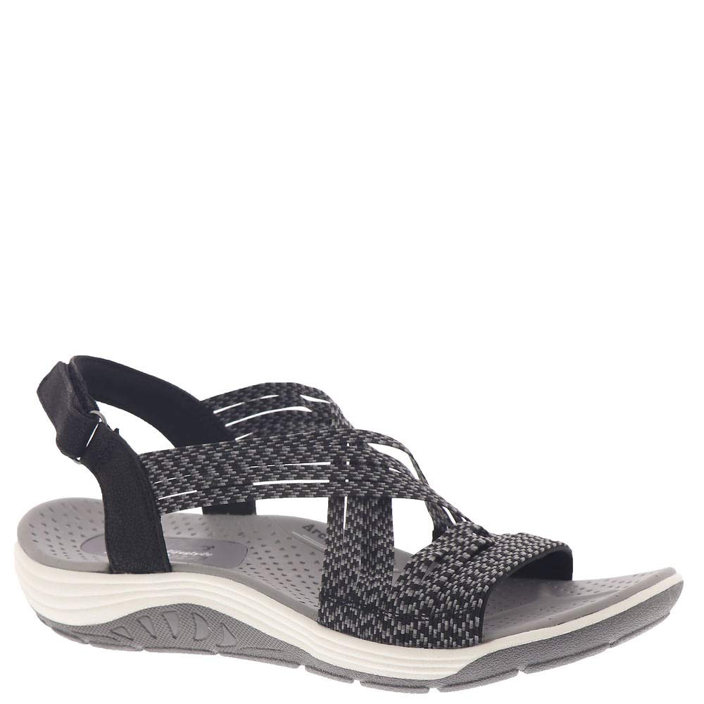 Skechers Reggae Cup Oh, Snap!, Sandalias de Punta Descubierta Mujer, Black Grey Gore, 39 EU