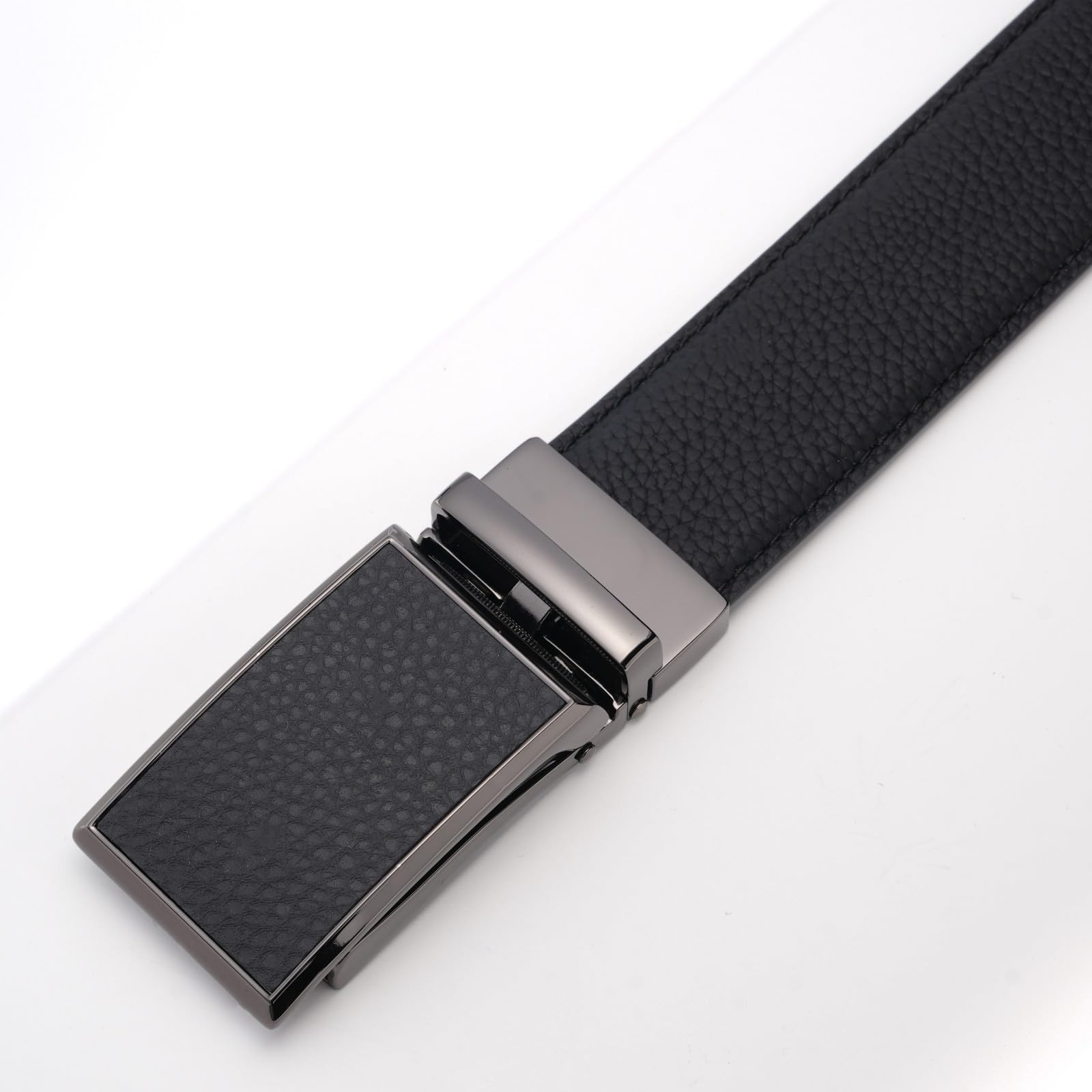 FEFLO Cintura Uomo, Cintura Pelle con Fibbia Automatica cricchétto, Larghezza 35 mm,Taglia Regolata, Adatto per abbigliamento da lavoro e casual