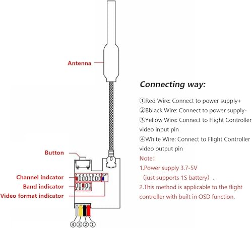 Miniatura 7 de Cámara Micro FPV, S 2 OSD AIO 5.8G 800TVL HD Micro FPV Cámara NTSC PAL conmutable FPV Cámara 150 FOV Horizontal 170 DFOV Ángulo de visión diagonal,