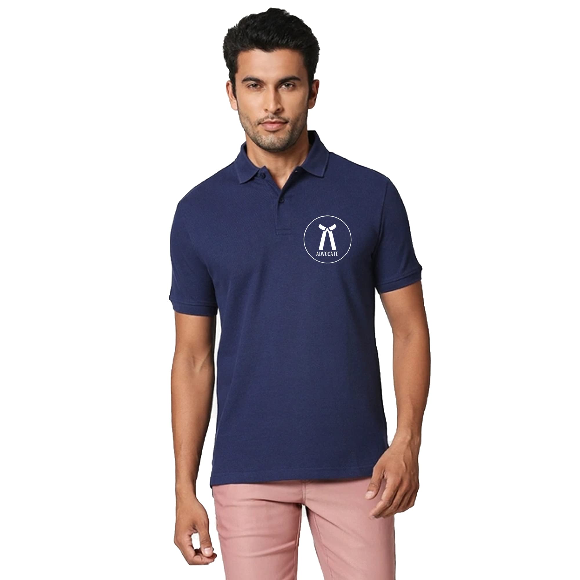 vfashionadvocate half sleeve polo t-shirt navy blue lawyer cotton t shiert Mens