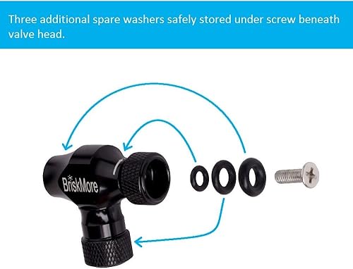 Miniatura 5 de Inflador de CO2 negro, válvula Presta y Schrader, compatible con bomba de neumáticos de bicicleta para bicicletas de montaña y carretera con funda