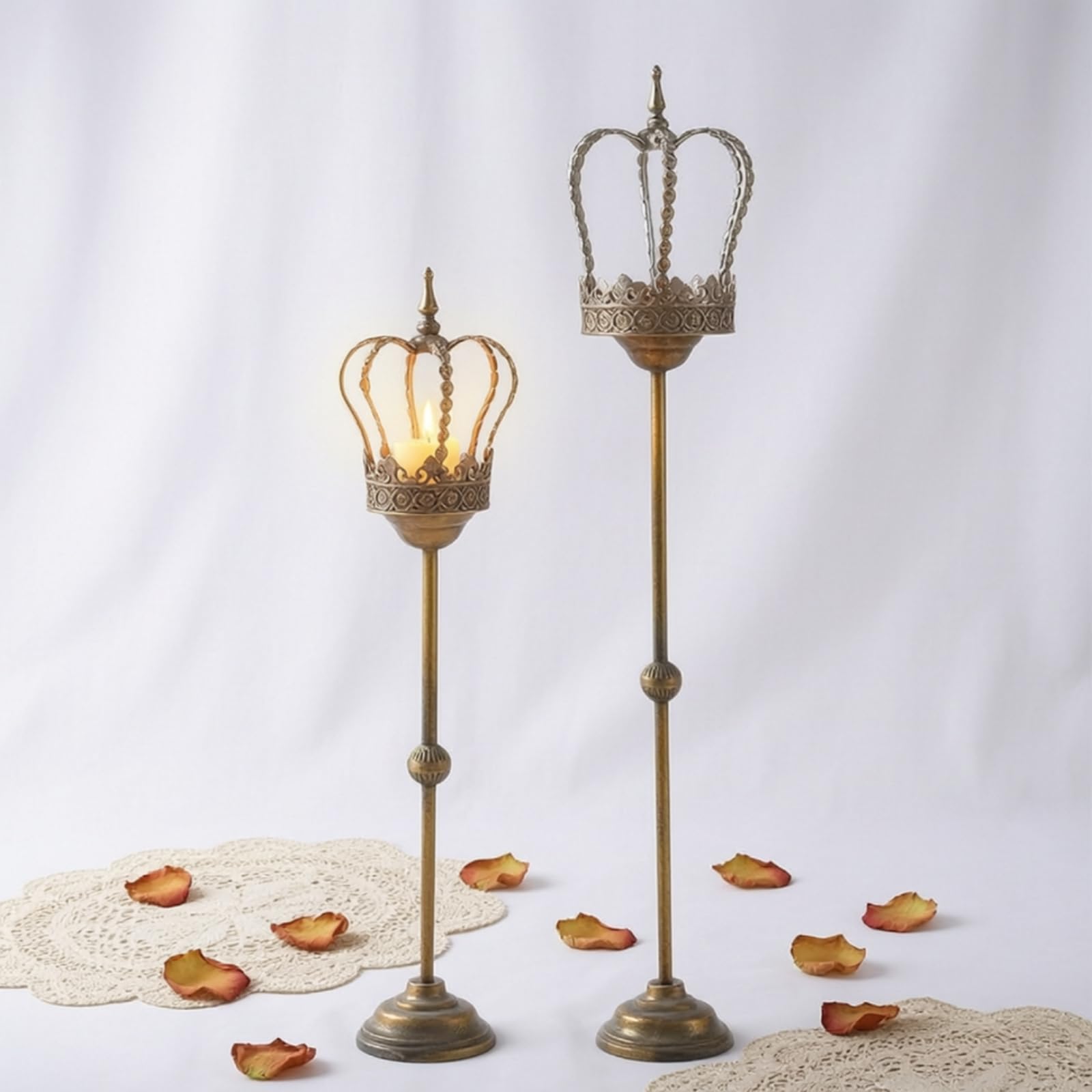 Portacandele con Base per Candela, Modello A3294, Stile Retro Vintage, Altezza 107 Cm, Diametro 23 Cm
