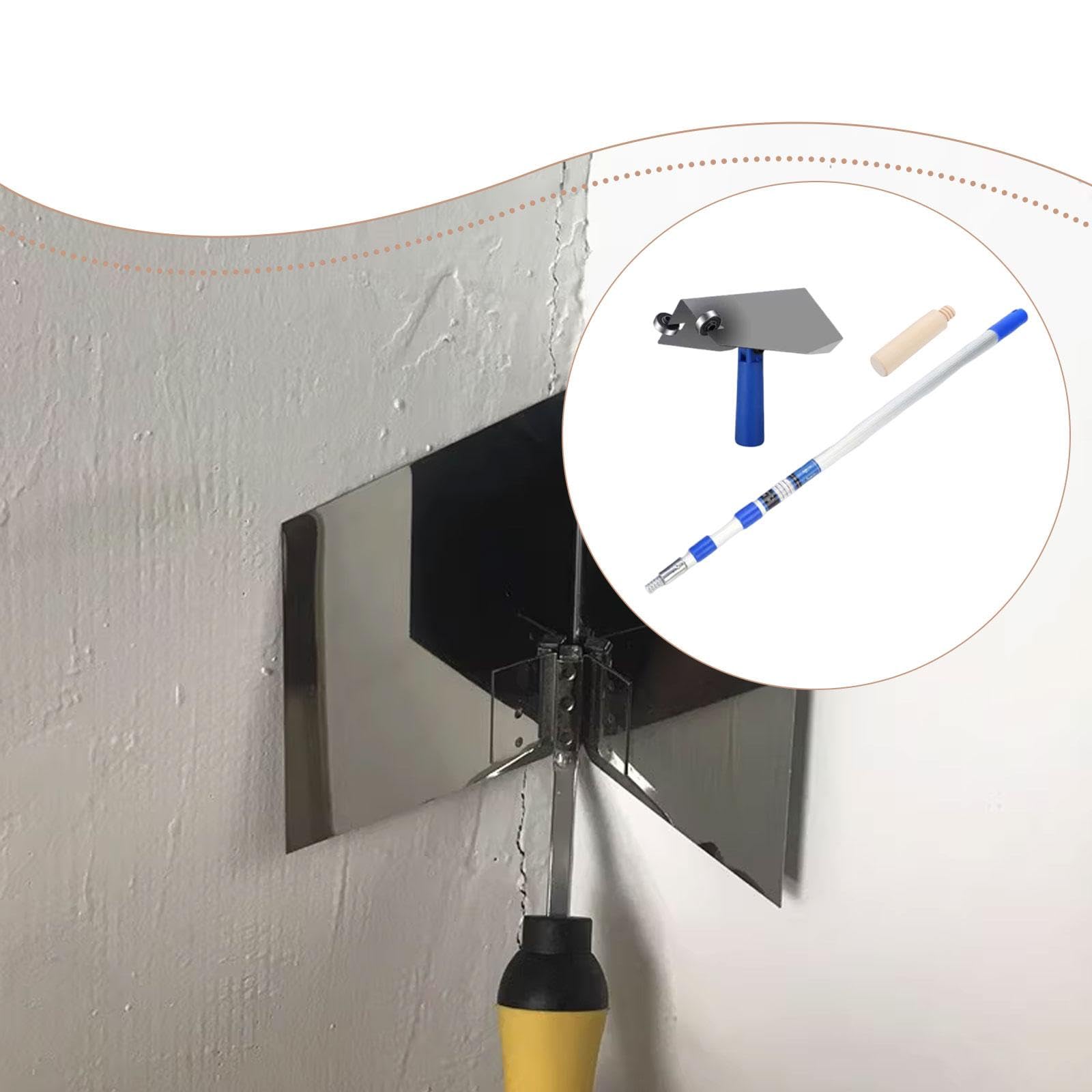 Taloche D'Angle pour Cloison Sèche Manche Bois Antidérapant Lisseuse Aluminium Inox Solide Outil Application Enduit Angle Intérieur Tige Incluse Adapt, 2 M Rod