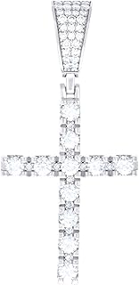 14K White Gold Look 925 Sterling Silver Unisex 2.04ct Moissanite Cross Religious Charm Pendant