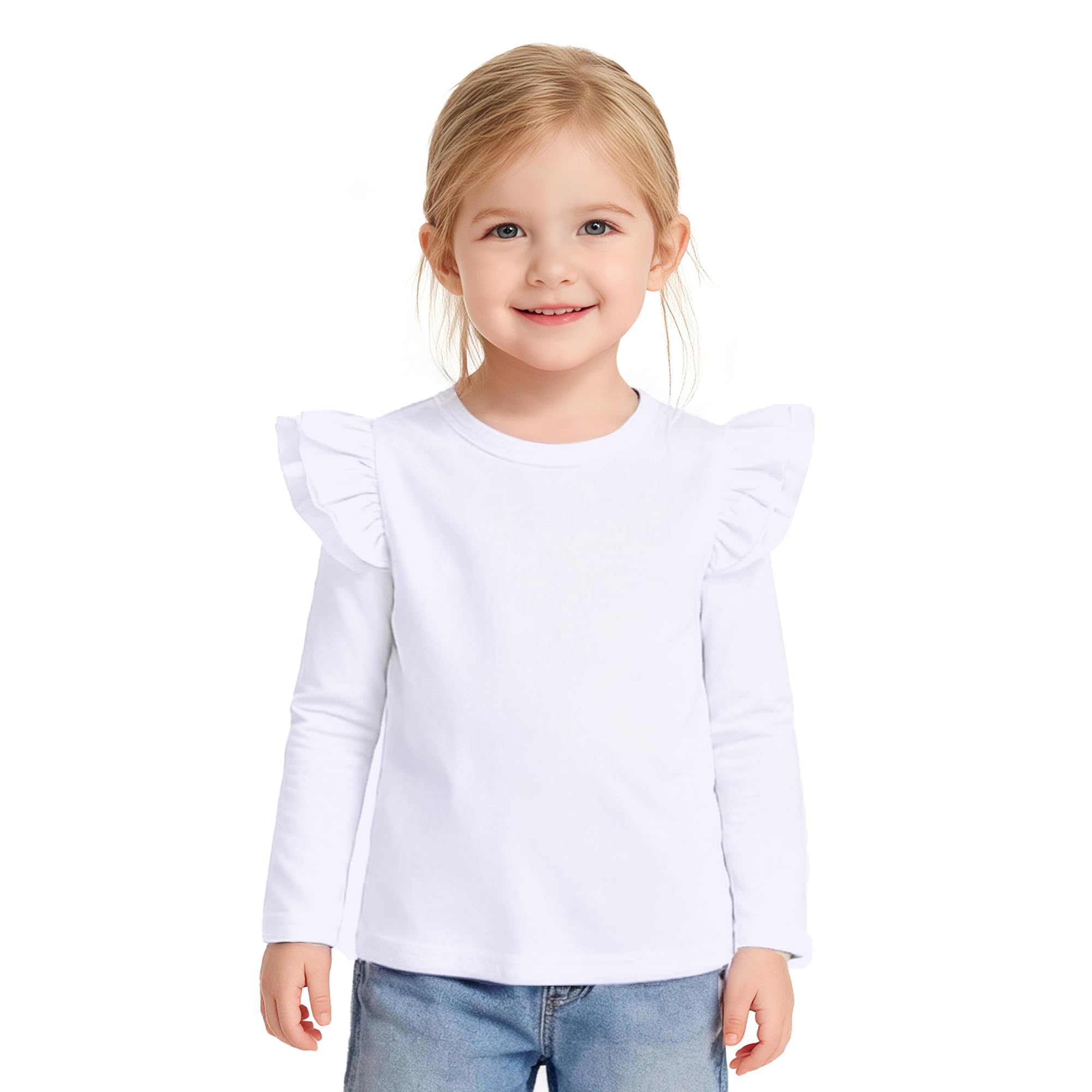 Toddler Baby Girls Solid Color Ruffle T Shirt