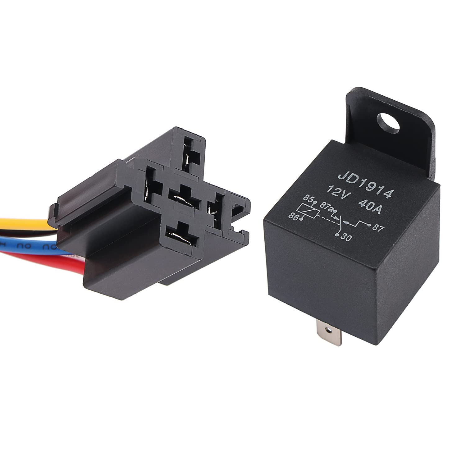 JIQI12V 40A 5-Pin Car Relay with Socket, SPDT NO NC 5-Pin Vehicle Engine Car Switch Relay