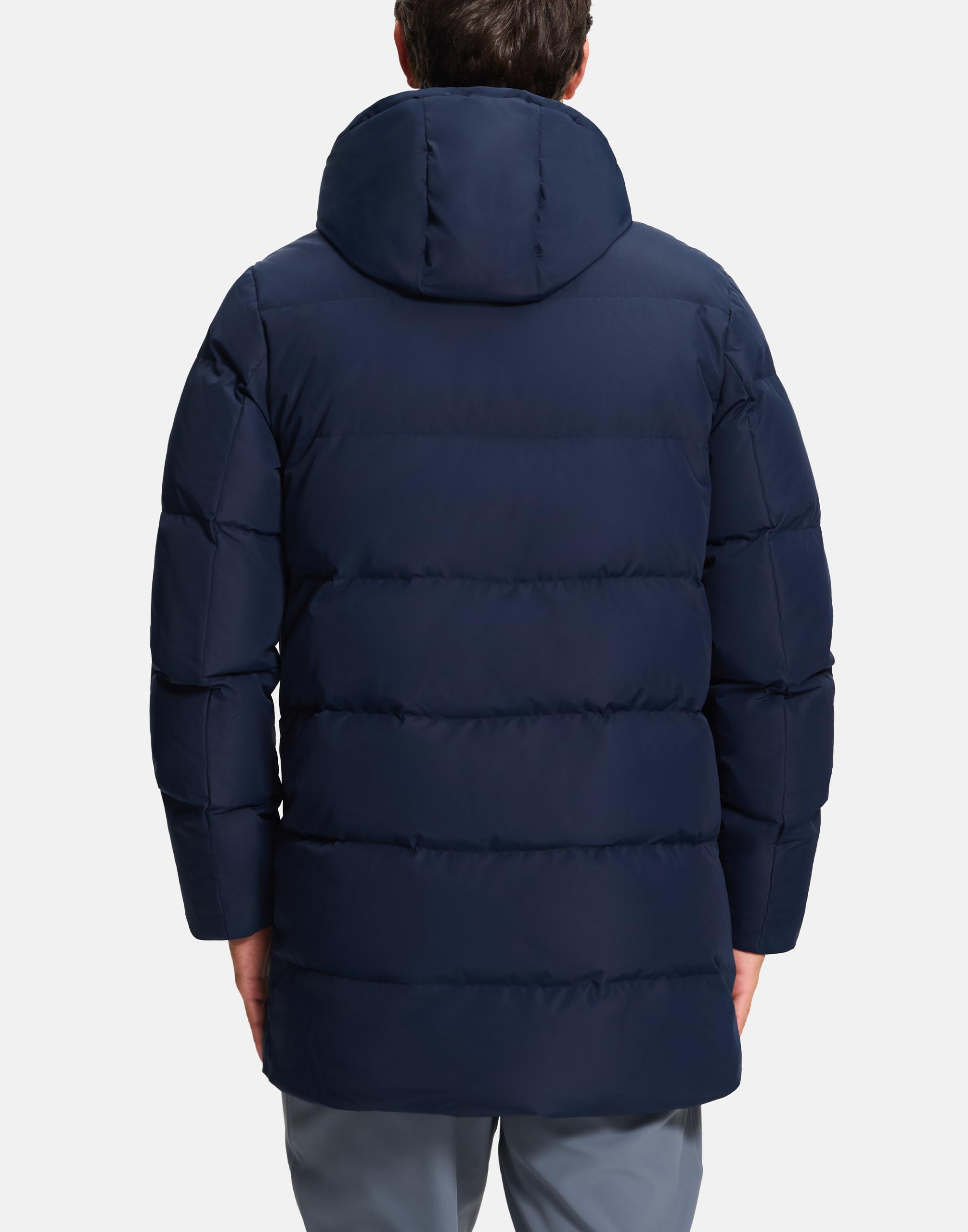 Pioneer Camp Herren Daunenjacke Lang Warme Winddicht Wasserdicht Übergangsjacke, Dick Gefüttert Winterjacke mit Taschen Parka Jacke Outdoor Puffer Jacket mit Kapuze（Navy,M
