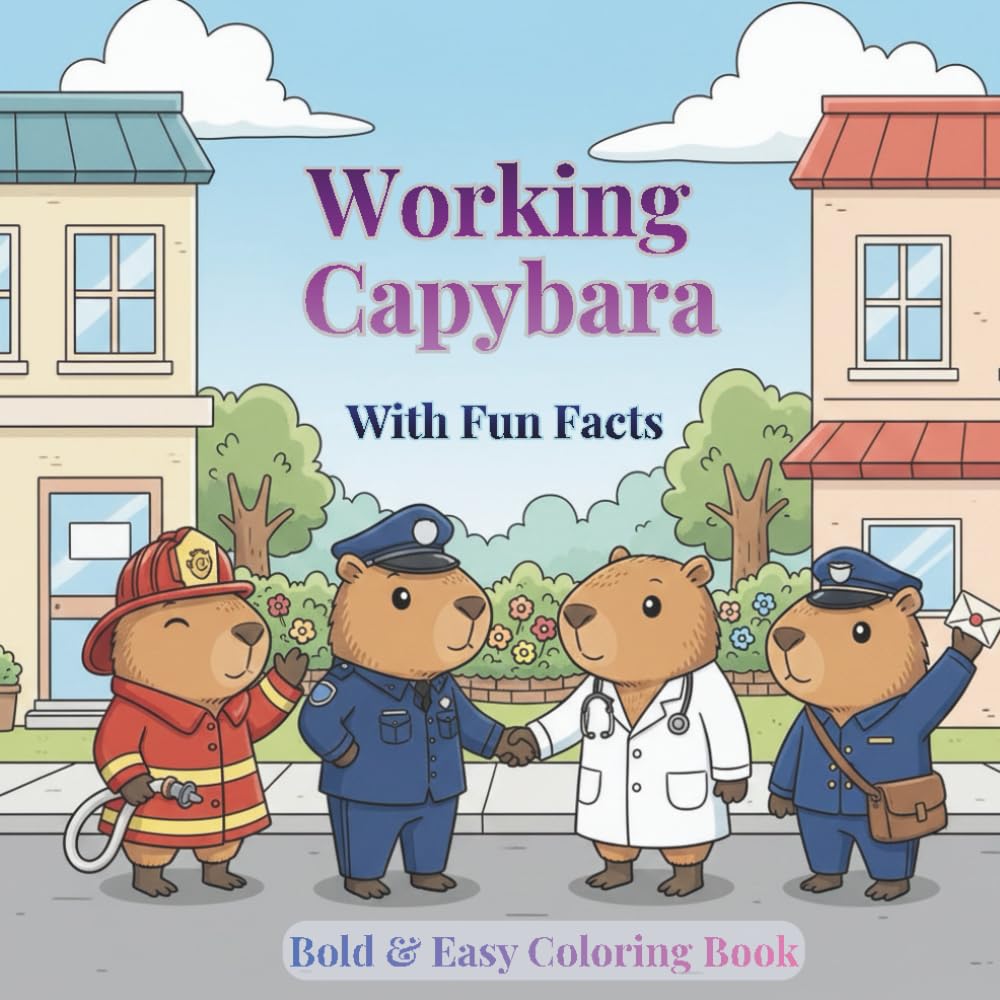 Working Capybara Coloring Book: 50+ Cute Capybara Jobs Coloring Pages with Fun Facts | Bold & Easy Kawaii Drawings for Kids & Adults (Keep Calm and Capy On: The Ultimate Capybara Coloring Series)