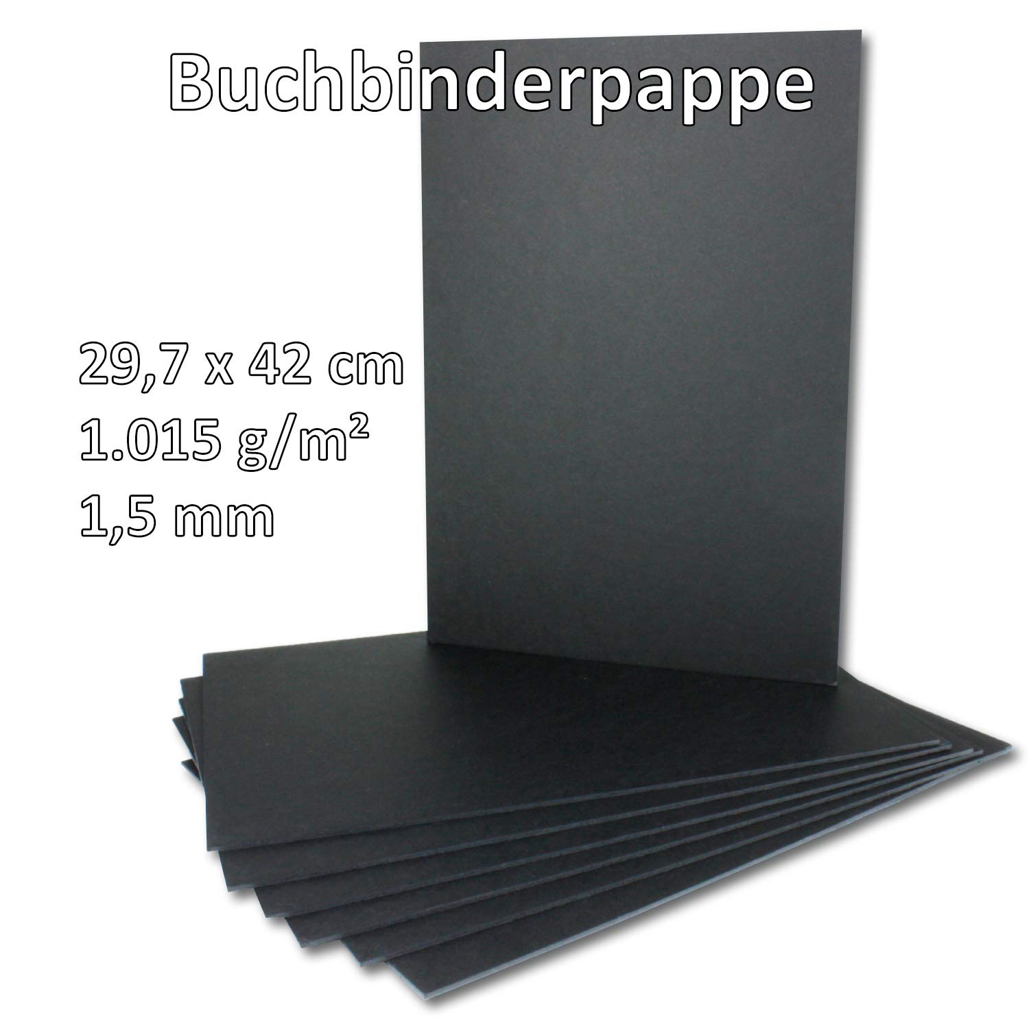 Tektura introligatorska A3/A4 - 1,5 mm - bardzo mocny karton 1000 Stück DIN A3 Schwarz - 1,5 mm