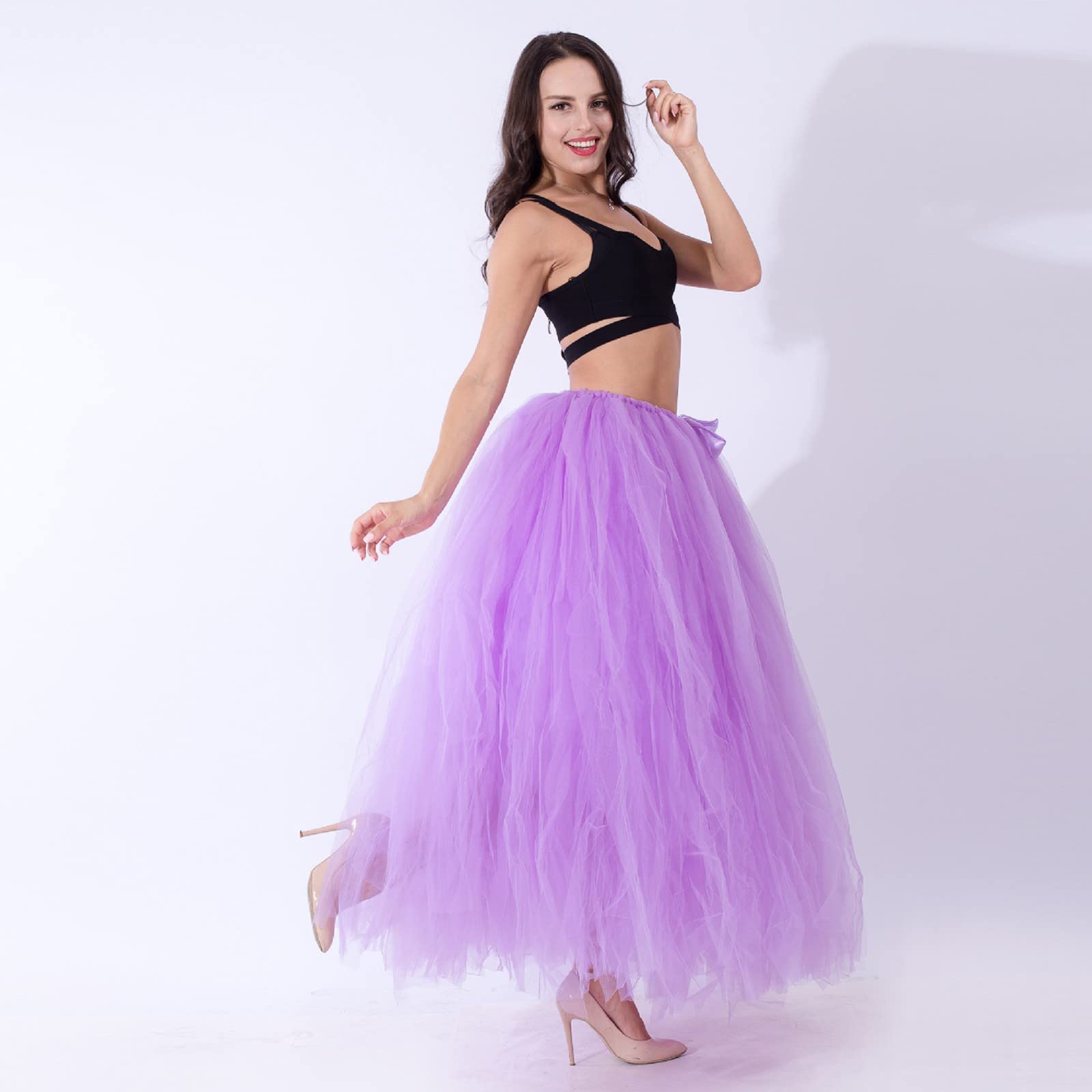 Falda hinchada con lazo de color liso para mujer, falda de rendimiento hecha a mano