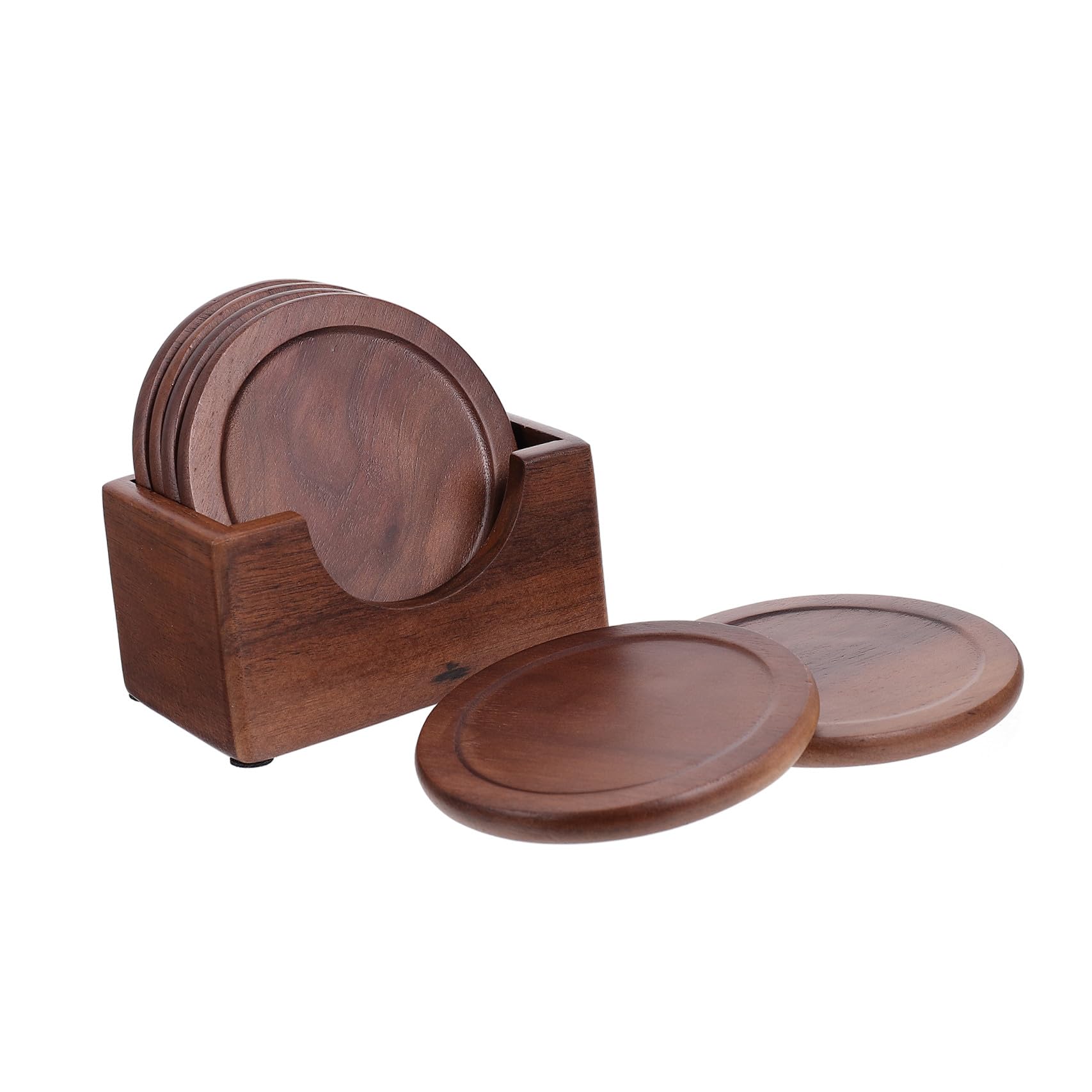 IMIKEYA Set di 6 Sottobicchieri in Legno Robusti Color Caffè, Protezione Elegante per Superfici da Gocce e Macchie, per Uso Domestico e Bevande