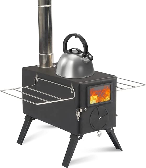 LTMEUTY Camping Wood Stove -for Tent, Portable Wood Burning Stove for Outdoor Cooking and Heating, Camping with 7 Pipes