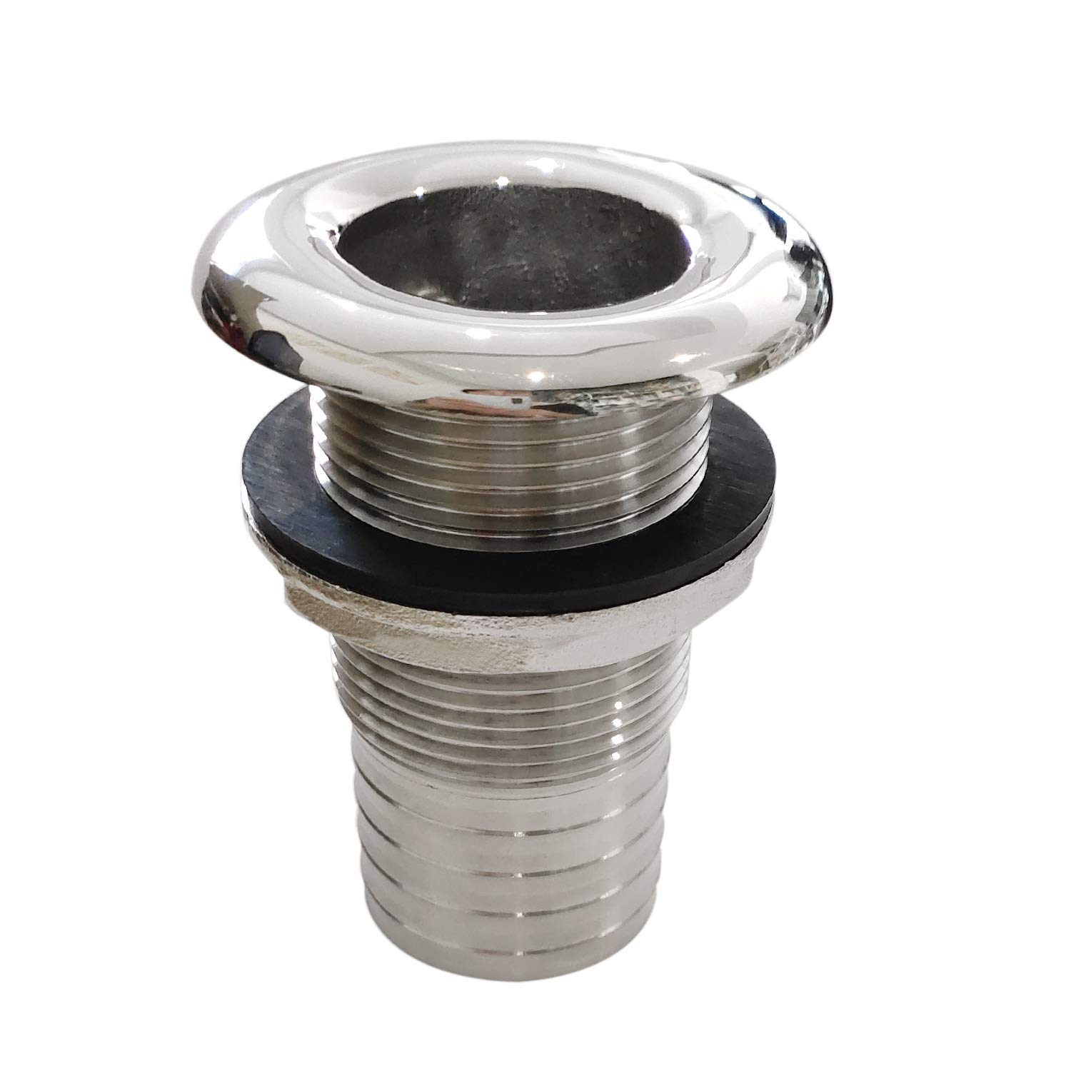 NRC&XRC Marine Grade Stainless Steel Barbed Short Straight1-1/4 ID Thru-Hull with Nut&Custom Gasket for Boat,RSV