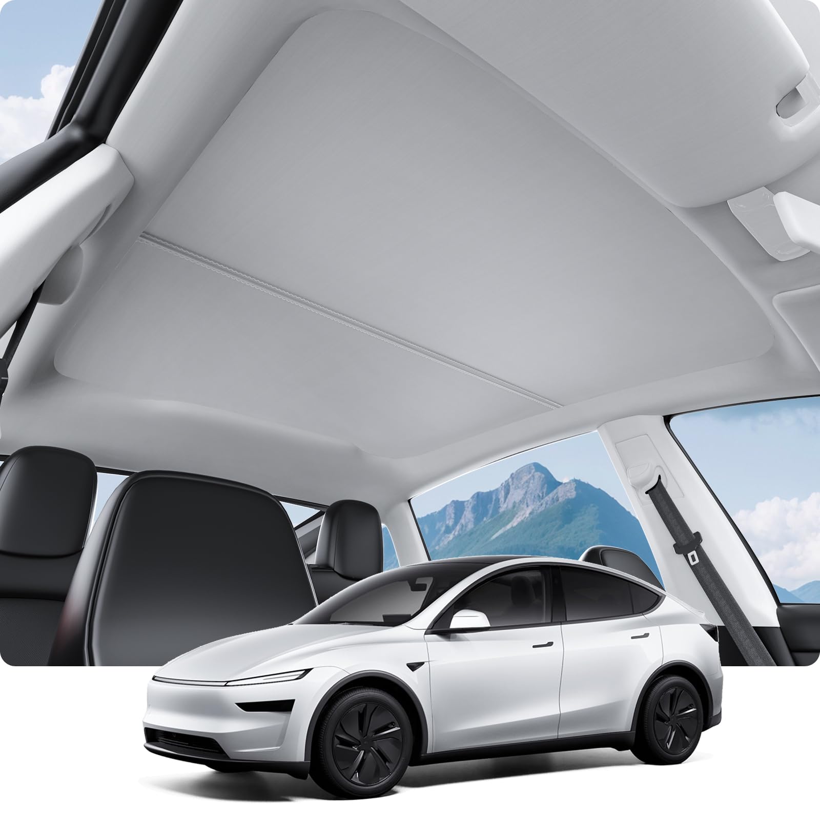 BASENOR Sunshade Roof for 2026 2025 Tesla Model Y Juniper No Gap Gray