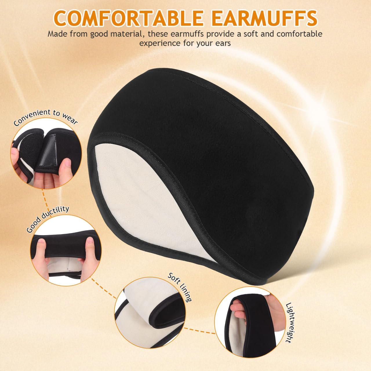 jojofuny Sleeping Earmuff Headband Noise Cancelling Ear Warmers for Sleep Portable Soft Ear Cover for Men and Women 21.65X4.72X0.39In