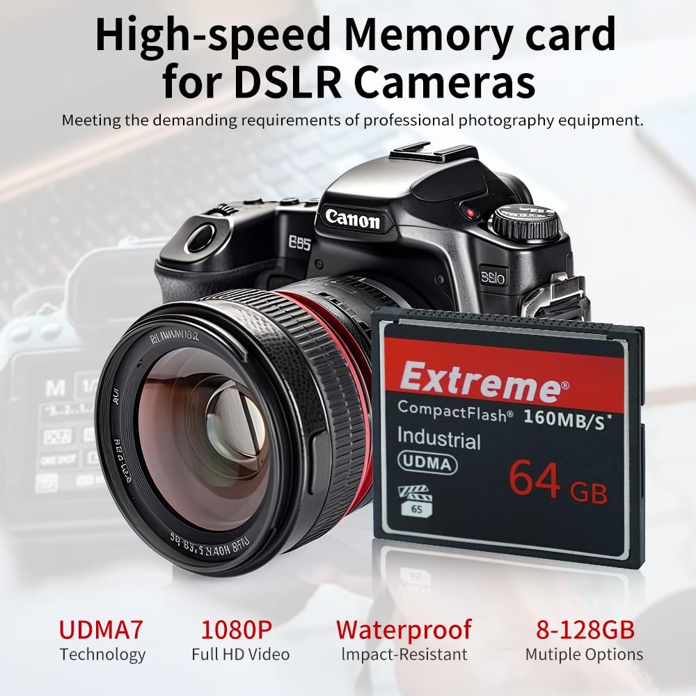 Extreme Scheda di memoria Compact Flash da 64 GB, Scheda CF ad alta velocità per fotografo professionista, operatore video, appassionato