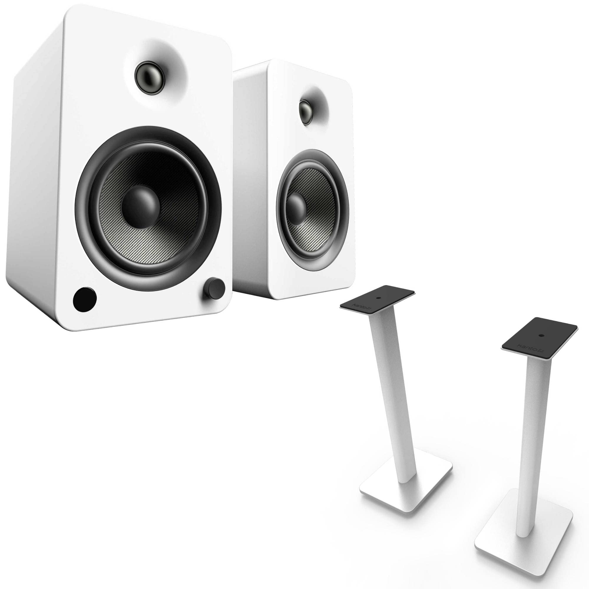 Kanto YU6MW YU6 White Powered Bluetooth Bookshelf Speaker System w/ SP26PLW 26