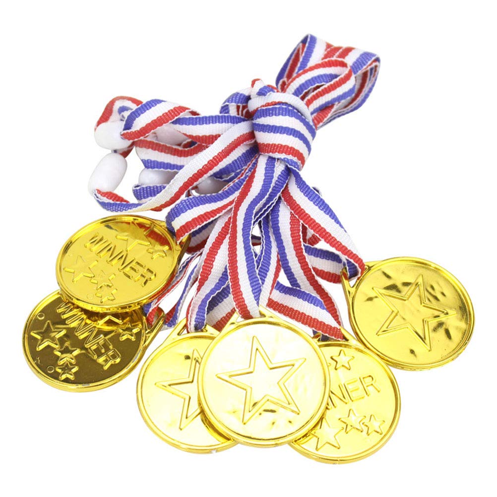 12pcs Gold Medal Model Winner Award Medals Toy for Sports Competitions Matches Party Favors