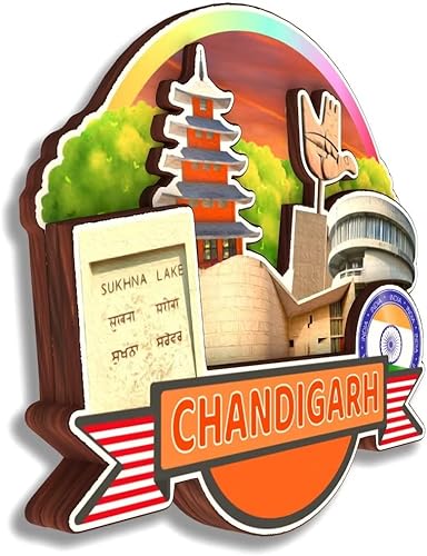 Miniatura 2 de Chandigarh India - Imán para nevera de la India, colección de madera 3D, hecho a mano, recuerdos de la ciudad, refrigerador, regalo para decoración