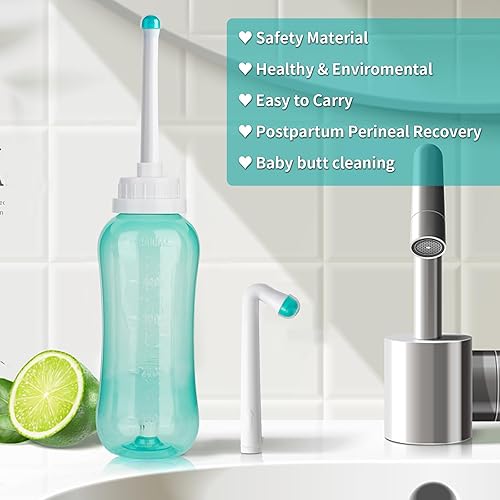 Miniatura 6 de LIVE4COOL Peri Botella para bidé de viaje posparto, cuidado perineal, 16.9 onzas, para mamá y bebé, botella portátil con 2 tubos de enjuague para